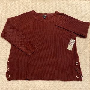 Deep Ruby Sweater with Grommet Side Detail